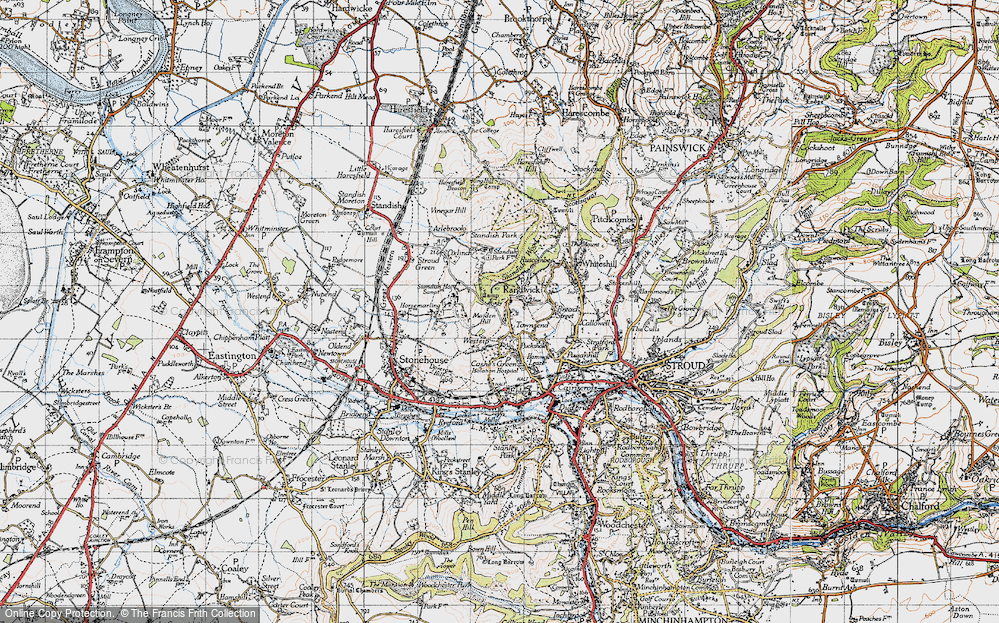 Old Map of Historic Map covering Oxlynch in 1946