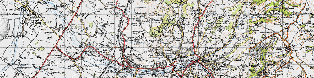 Old map of Oxlynch in 1946