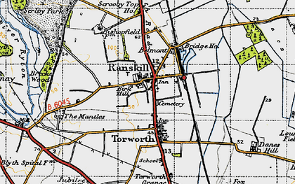 Old map of Scrooby Top in 1947