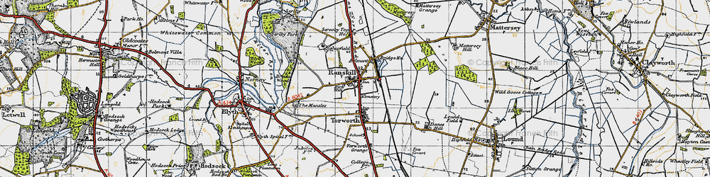 Old map of Ranskill in 1947