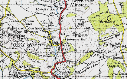 Old map of Ranston in 1945