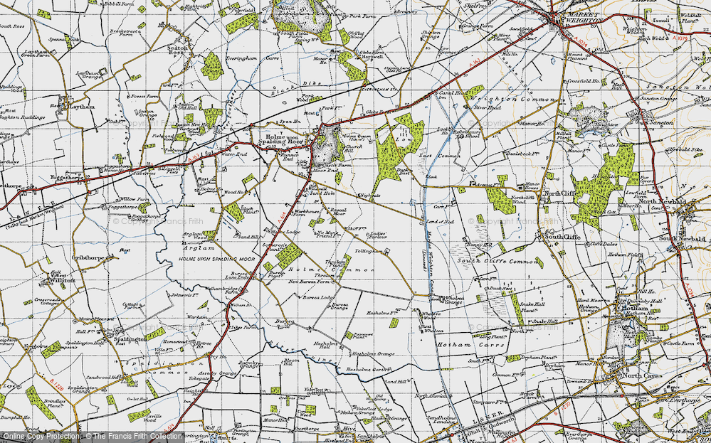 Old Map of Historic Map covering Tollingham in 1947