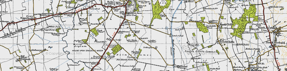 Old map of Tollingham in 1947