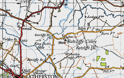 Old map of Ratcliffe Culey in 1946