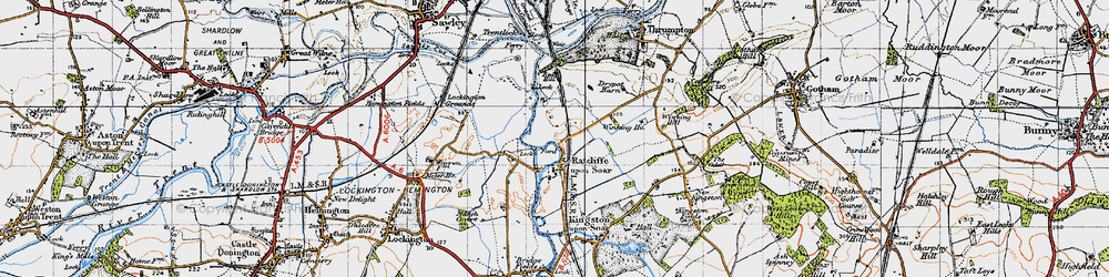 Old map of Ratcliffe on Soar in 1946