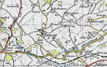 Old map of Rattery in 1946