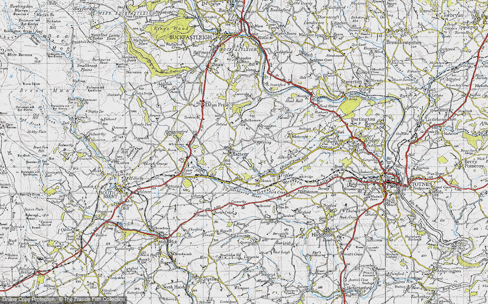 Historic Ordnance Survey Map of Rattery, 1946