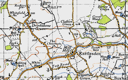 Old map of Rattlesden in 1946