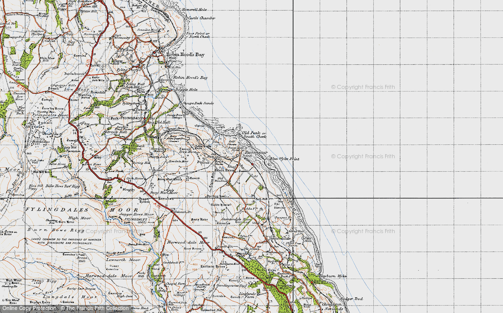Old Map of Historic Map covering Blea Wyke Point in 1947