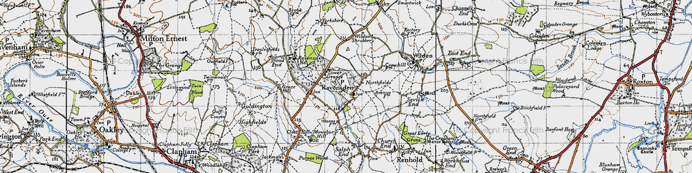 Old map of Ravensden in 1946