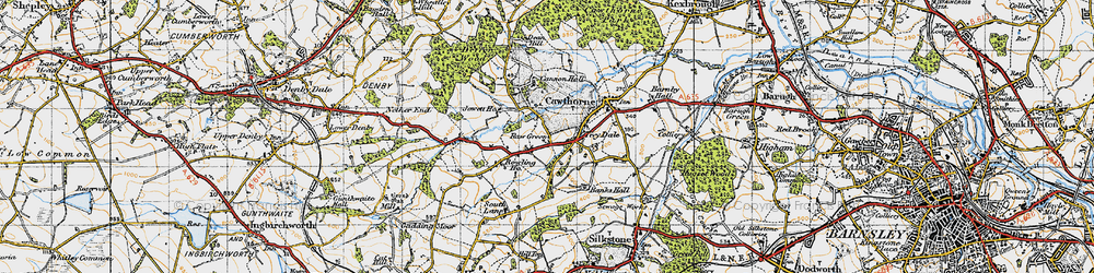 Old map of Raw Green in 1947