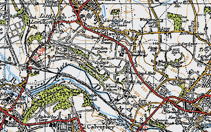 Old map of Rawdon Carrs in 1947