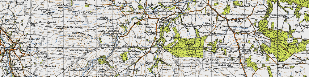 Old map of Rawgreen in 1947