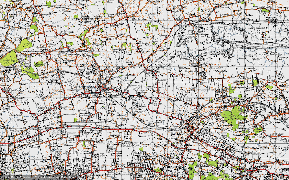 Old Map of Rawreth Shot, 1945 in 1945