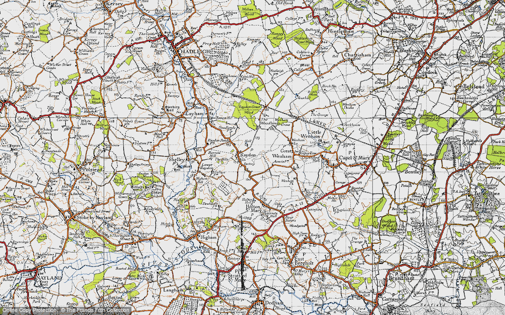 Old Map of Raydon, 1946 in 1946