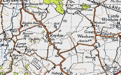 Old map of Raydon in 1946