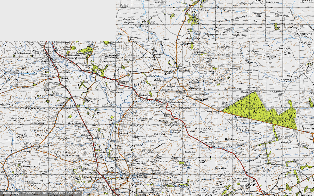 Old Map of Historic Map covering Blaxter Lough in 1947