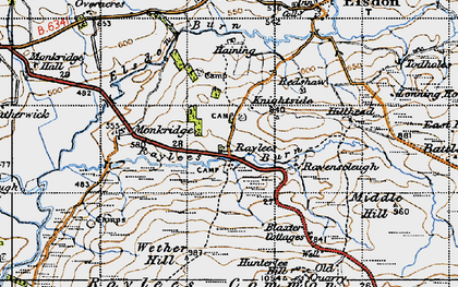 Old map of Blaxter Cotts in 1947