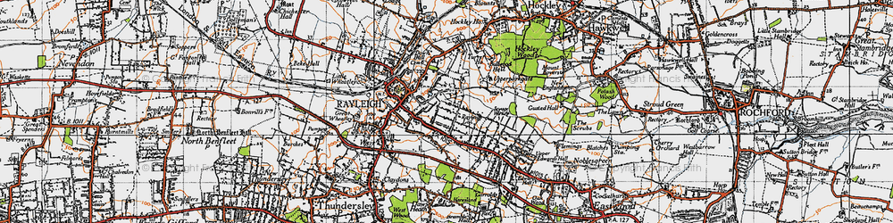 Old map of Rayleigh in 1945