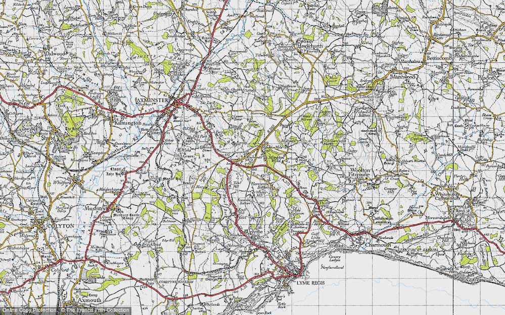 Old Map of Raymond's Hill, 1945 in 1945