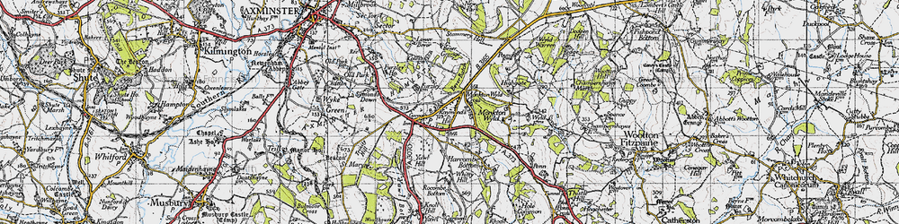Old map of Raymond's Hill in 1945