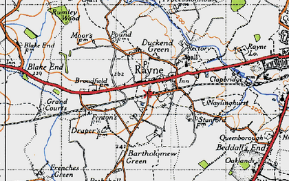 Old map of Rayne in 1945