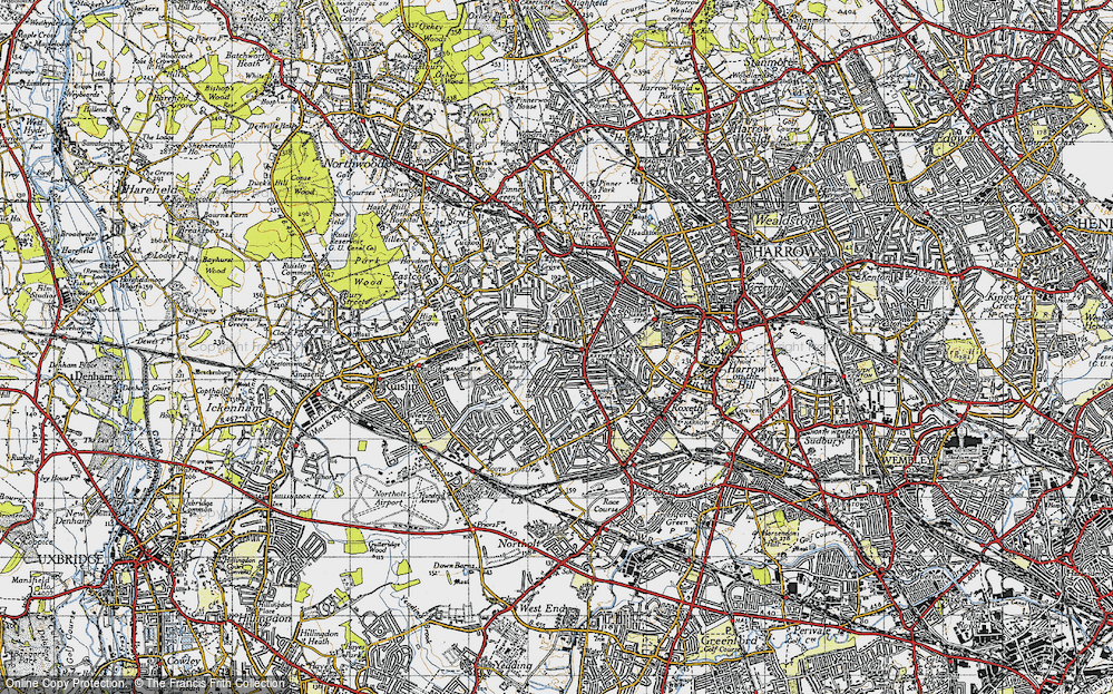 Old Map of Rayners Lane, 1945 in 1945