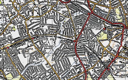 Old map of Rayners Lane in 1945