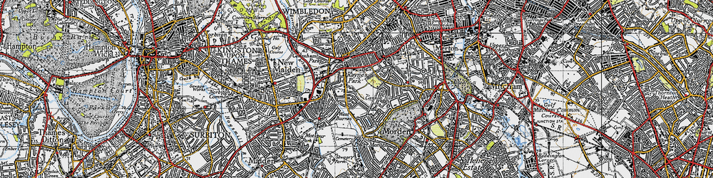 Old map of Raynes Park in 1945