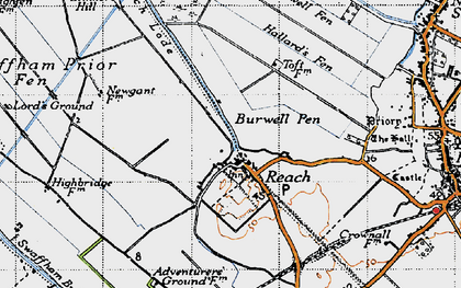 Old map of Burwell Fen in 1946