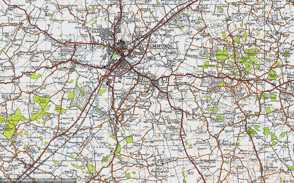 Old Map of Reader's Corner, 1945 in 1945
