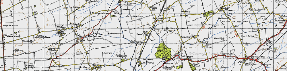 Old map of Reasby in 1947