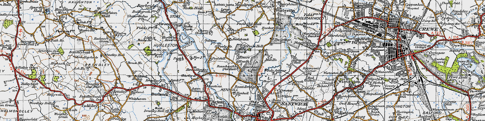Old map of Poole Hall in 1947