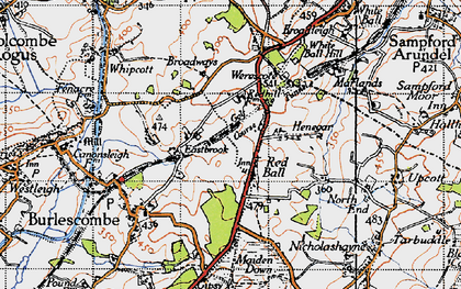 Old map of Red Ball in 1946
