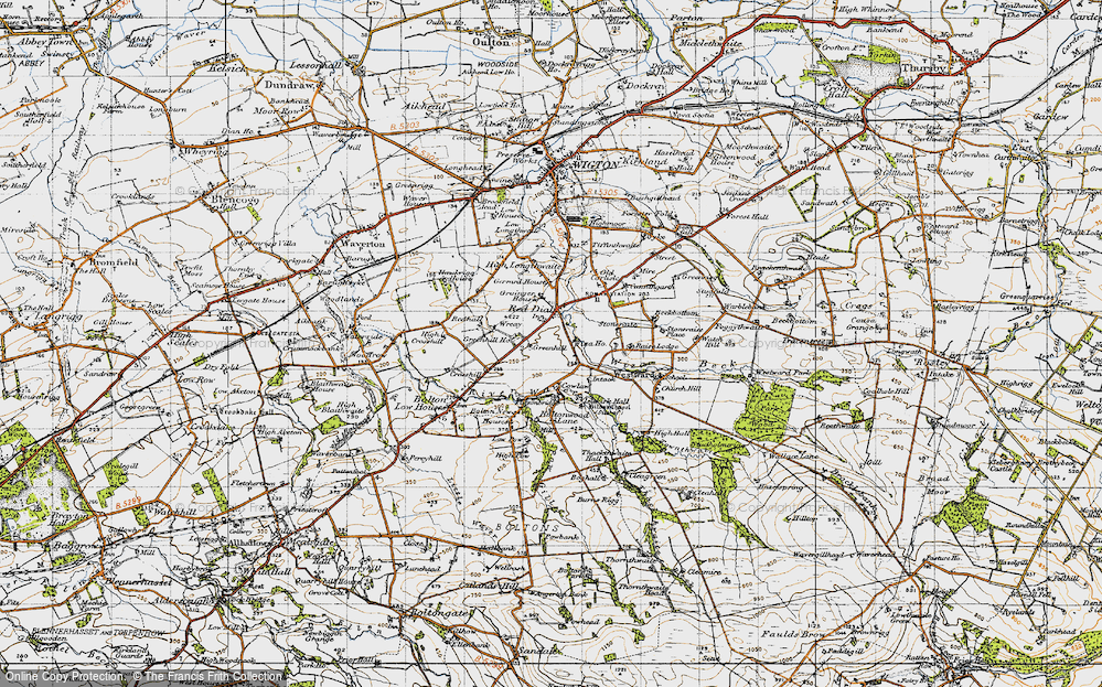 Old Map of Historic Map covering Wiza Beck in 1947