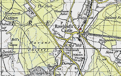 Old map of Red Hill in 1945