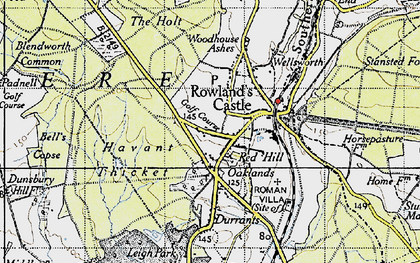 Old map of Havant Thicket in 1945