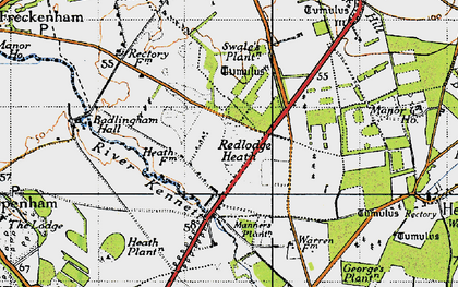Old map of Red Lodge in 1946