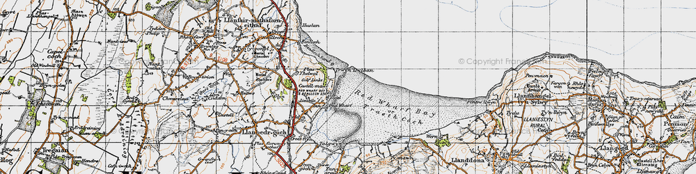 Old map of Red Wharf Bay in 1947