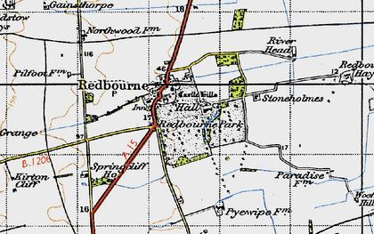 Old map of Redbourne in 1947