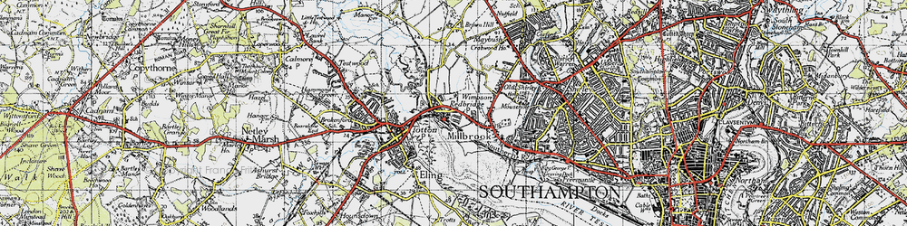 Old map of Redbridge in 1945