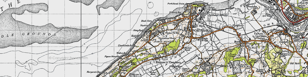 Old map of Redcliffe Bay in 1946