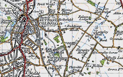 Old map of Reddicap Heath in 1946