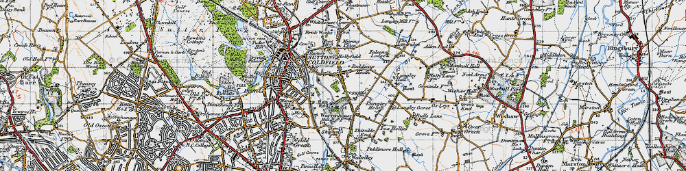 Old map of Reddicap Heath in 1946