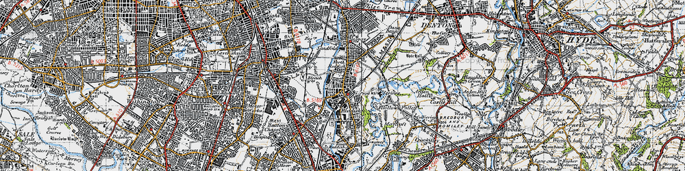 Old map of Reddish in 1947