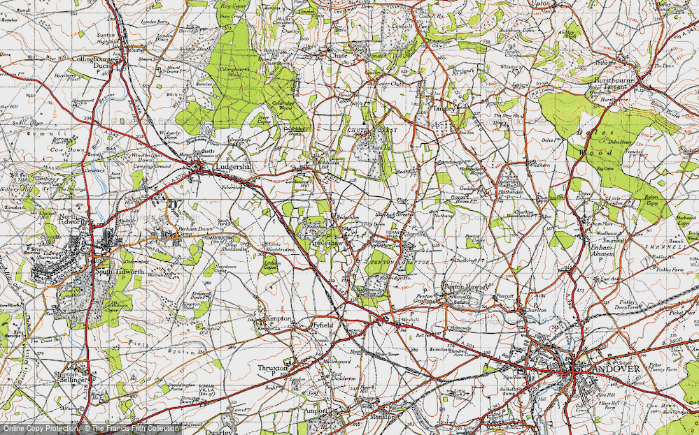 Old Map of Historic Map covering Biddesden Ho in 1940