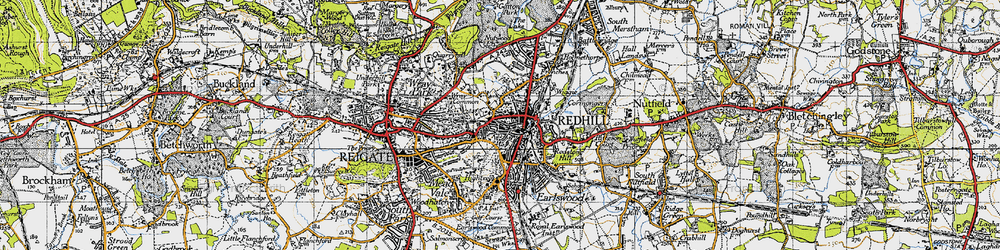 Old map of Redhill in 1940