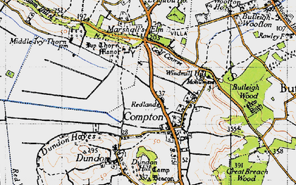 Old map of Redlands in 1945