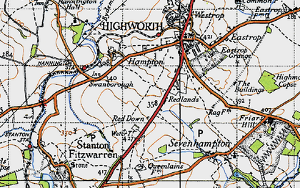 Old map of Redlands in 1947