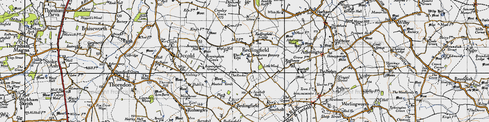 Old map of Redlingfield in 1946